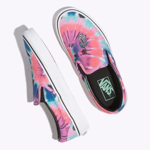 Vans Bayan Kaykay Ayakkabısı Tie Dye Slip-On Renkli/Beyaz | 71554-139